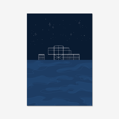 Brighton Old Pier Night Giclee Art Print