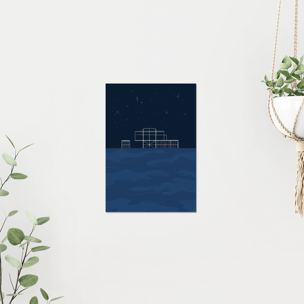 Brighton Old Pier Night Giclee Art Print