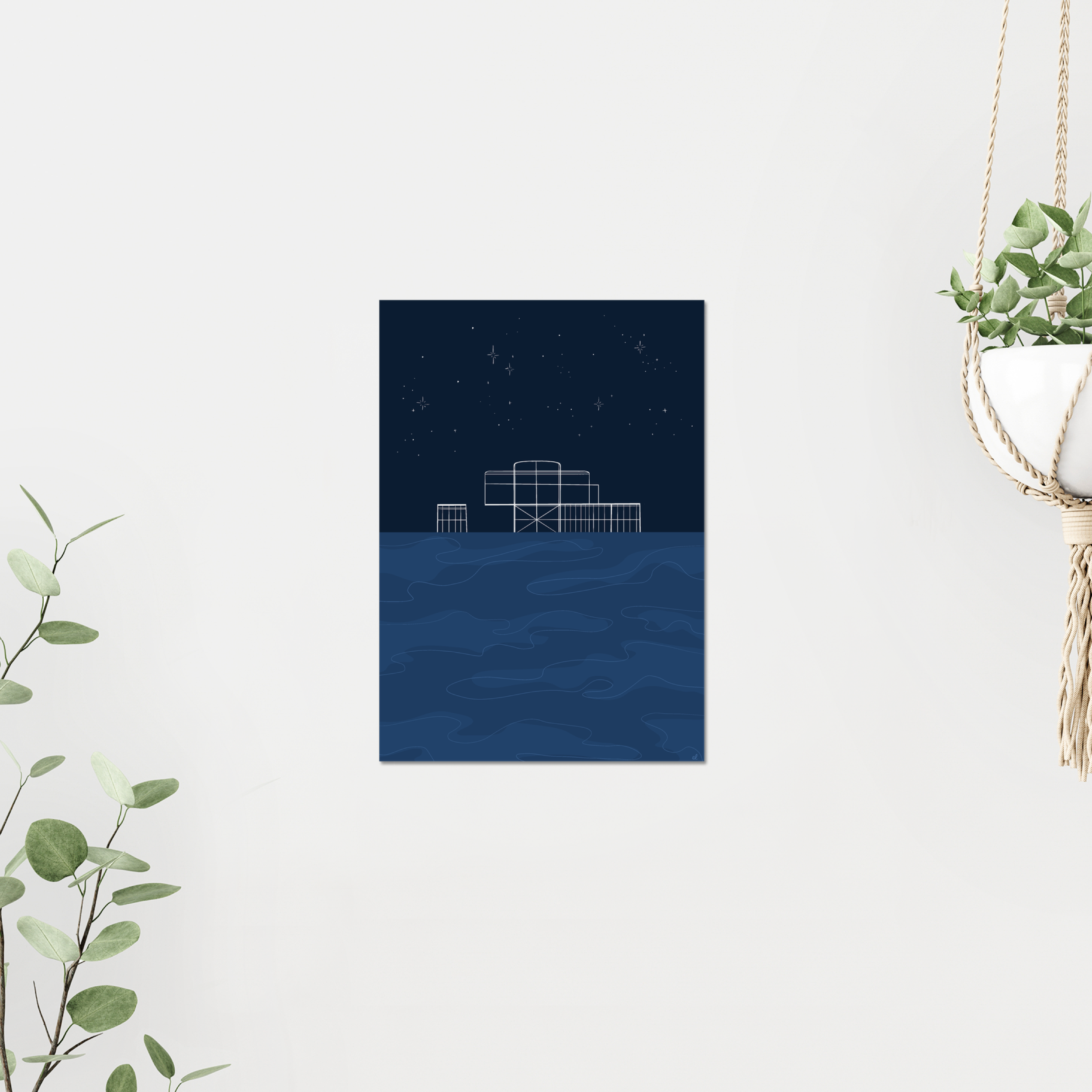 Brighton Old Pier Night Giclee Art Print